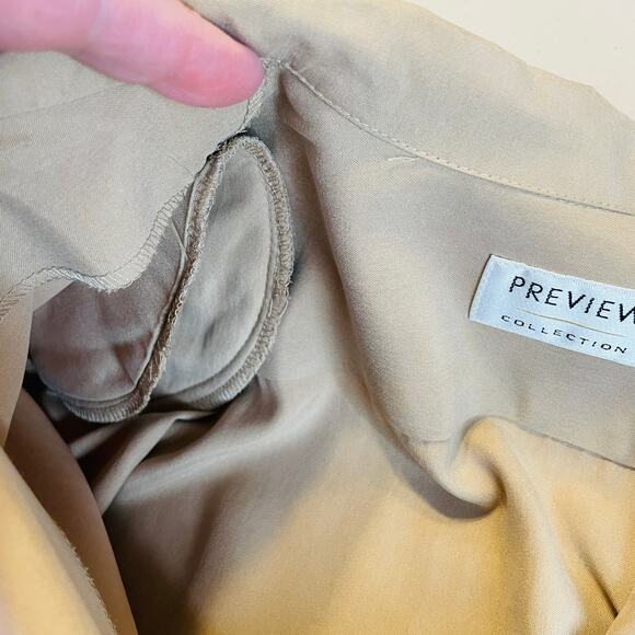 Preview Collection Beige Silk Button Down Minimalist Long Sleeve Shirt Jacket M - Picture 9 of 13